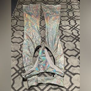 Raveland BNWOT holographic chaps and matching bottoms S/XS